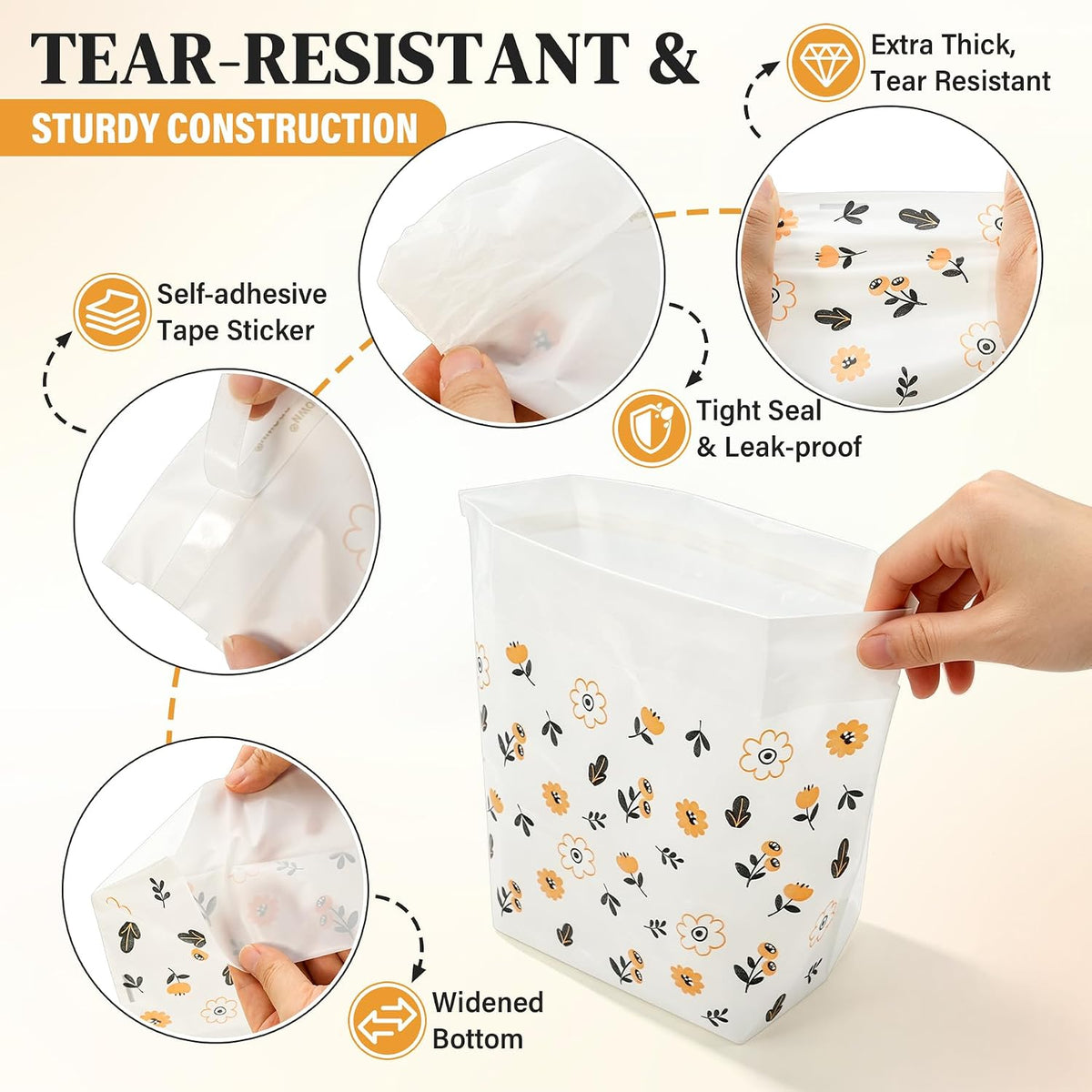 30 Pack Disposable Car Trash Bags Self-Adhesive Leak Resistant