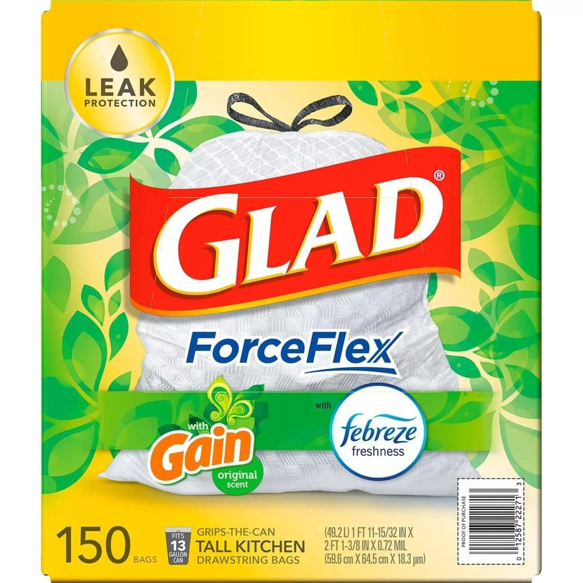 Glad Small Trash Bags 4 Gallon, Febreze Cherry Blossom Garbage Bags, Odor Resistant with Drawstring, 34 Count