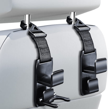 Magic Headrest Hooks for Car, Purse Hanger Headrest Hook Holder for Car Seat Organizer Behind Over the Seat Car Hooks-Hang Purse or Grocery Bags,Black,4Pack