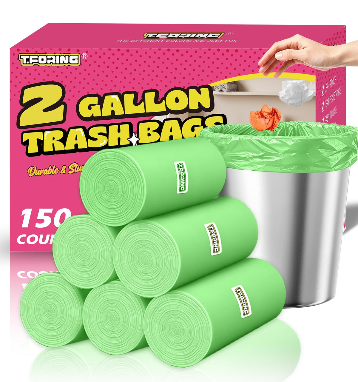 Small 3 Gallon Trash Bags Unscented, 0.78 Mil, Colored, 150 Count