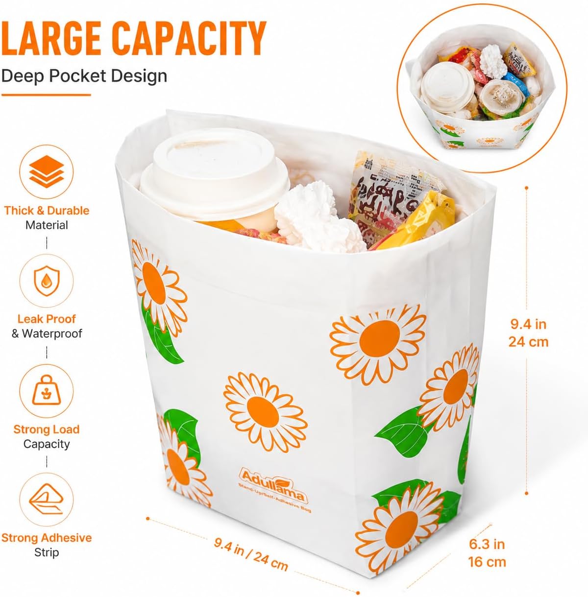 20PCS Large Car Garbage Bin Bags, Stick-On Leak-Resistant Car Trash Bags