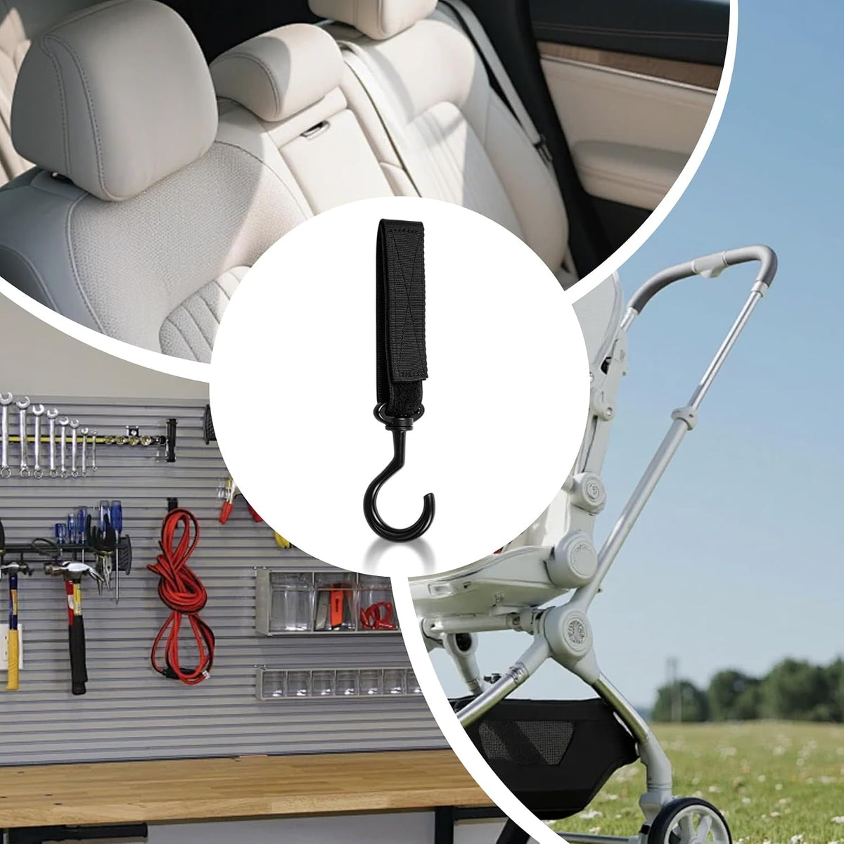 Car Seat Headrest Hook, Car Seat Back Storage Hanger Organizer, 4PCS