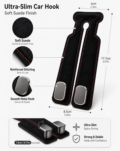 Purse Hook for Car, Headrest or Glove Box Use, Black 2 Pack