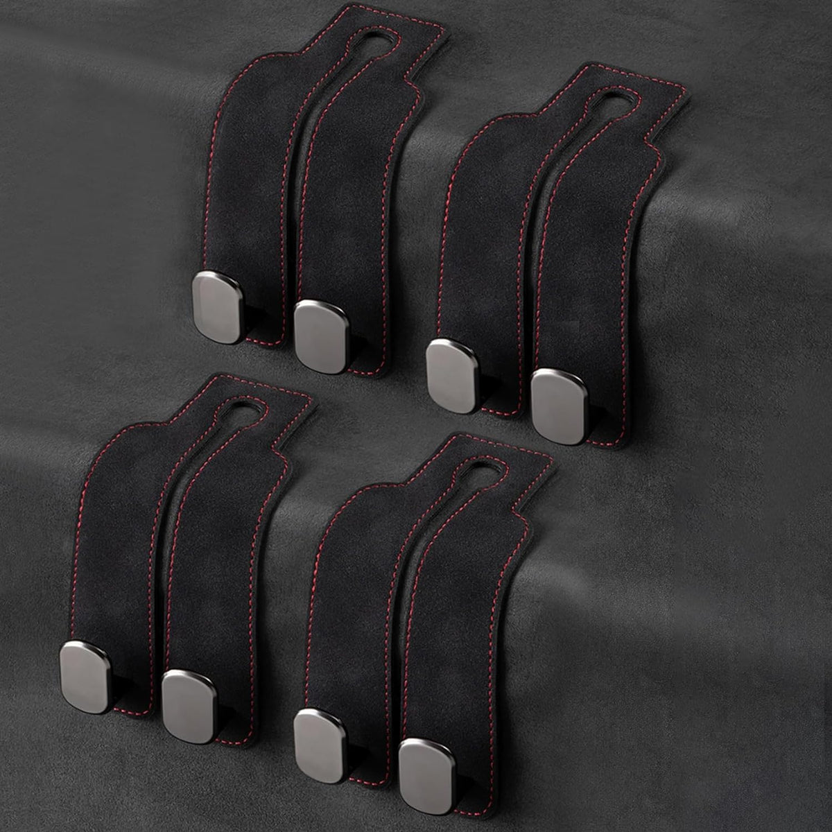 2 Pack Leather Car Headrest Hooks Grey Purse Bag Storage Holders for Car Seats