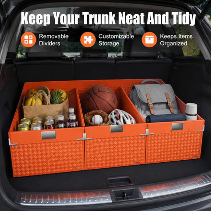 Car Trunk Organizer with Lid, Foldable Storage Box, Black