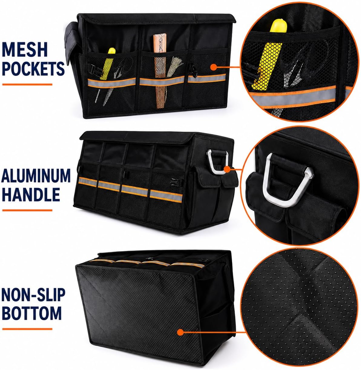 Heavy Duty Car Trunk Organizer with Lid, Collapsible SUV