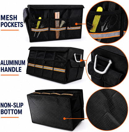 Heavy Duty Car Trunk Organizer with Lid, Collapsible SUV