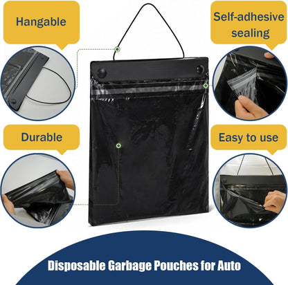 Philbinden 50 Count Car Trash Bags Paste On Leak Proof Disposable Garbage Pouches for Auto Vehicle Office Space Saving