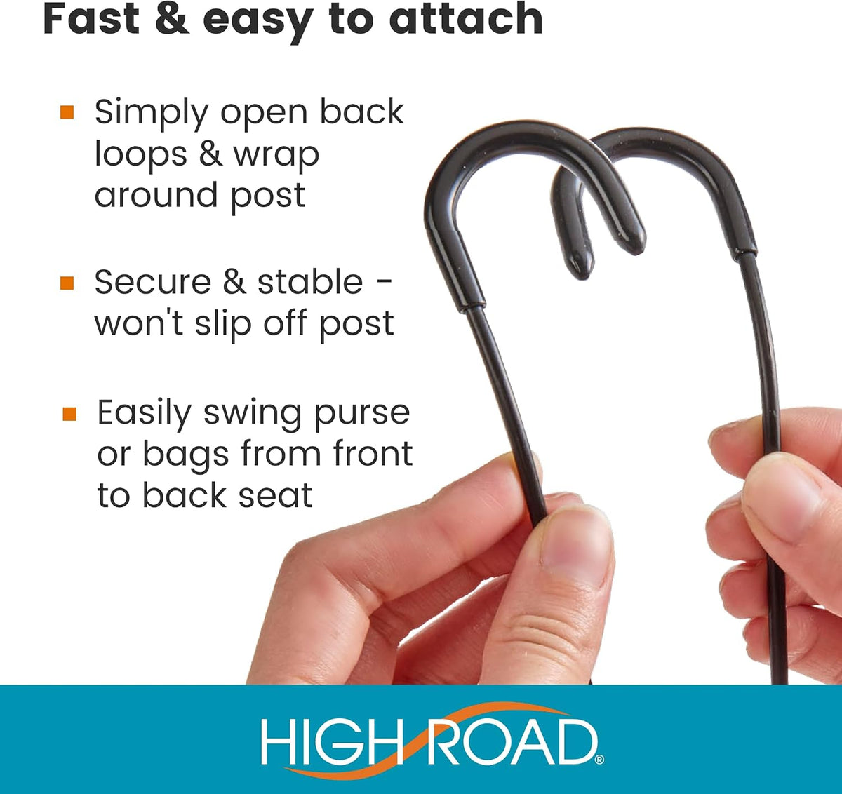High Road Metal Car Hooks for Large Purse Straps and Heavy Bags