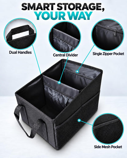 Car Seat Organizer, Collapsible Front Seat Storage Box, Black