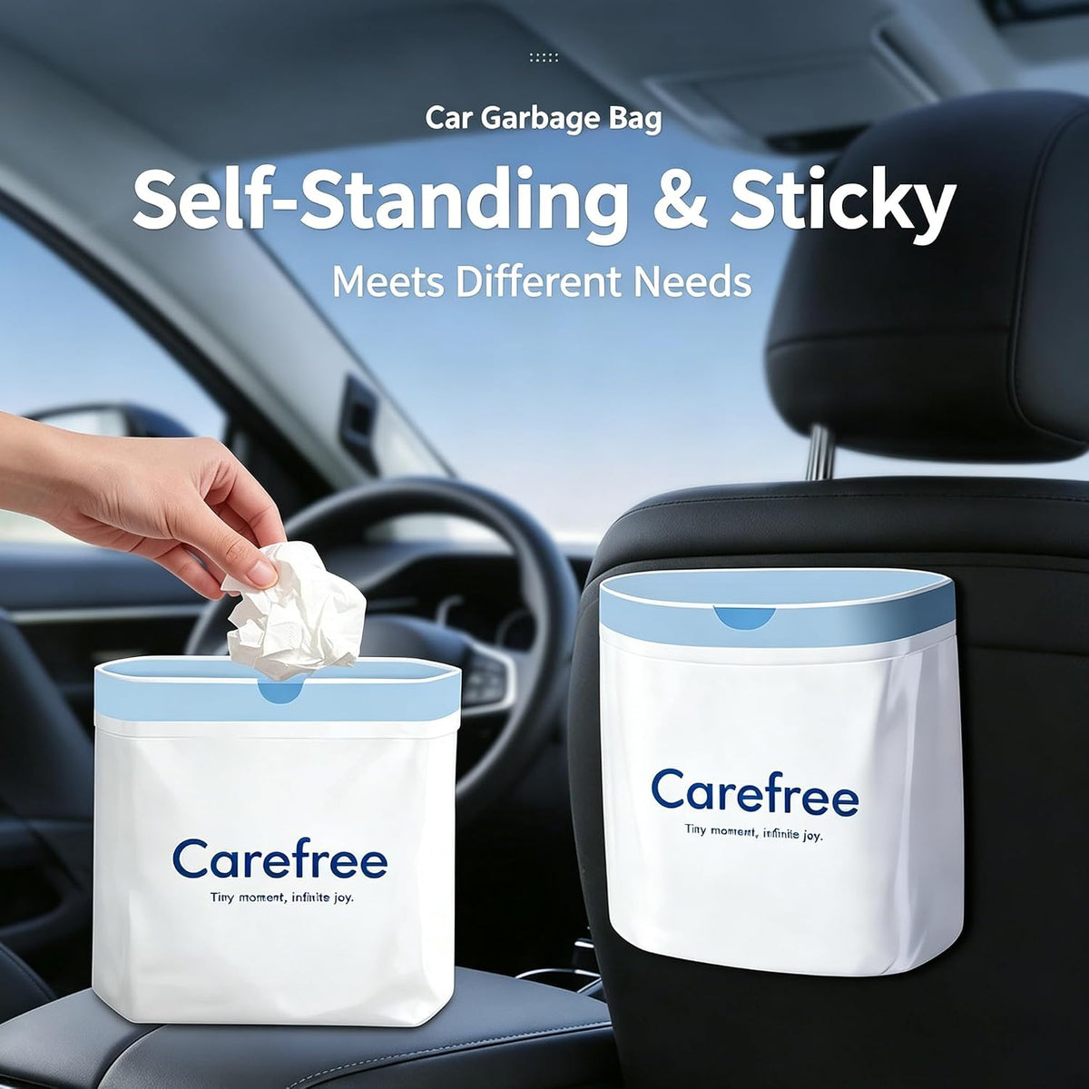 Disposable Car Trash Bags Standable Adhesive Hanging Waste Bags