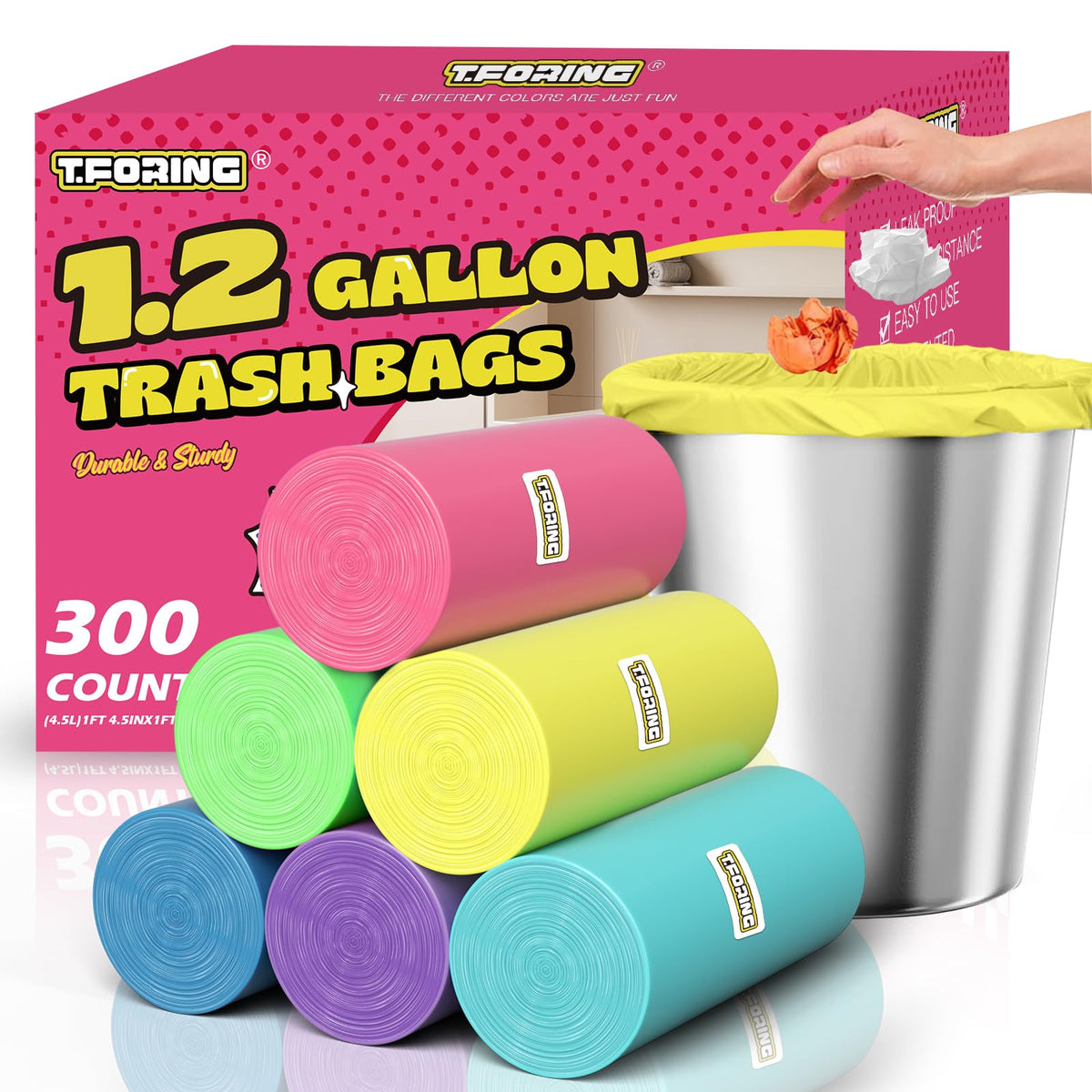 Small 3 Gallon Trash Bags Unscented, 0.78 Mil, Colored, 150 Count