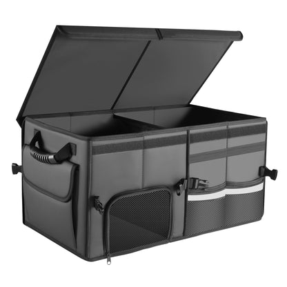 Car Trunk Organizer, 2 Compartments Car Storage Box with Lip