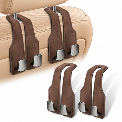 2 Pack Car Headrest Hooks, Dual Metal Hooks, Stylish Black