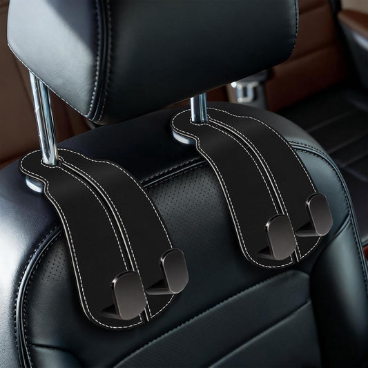 Blusabaca 2PCS Car Seat Headrest Hooks, Purses Bags Holder, Black
