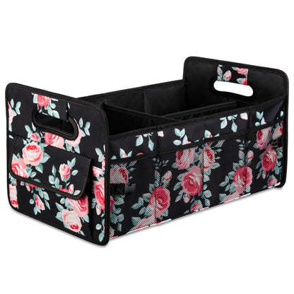 JiatuA Car Trunk Organizer, Car Organizers and Storage Collapsible Multi Compartment Container Box, Adjustable Car Accessories for SUV Sedan Truck, Standard Size, Black