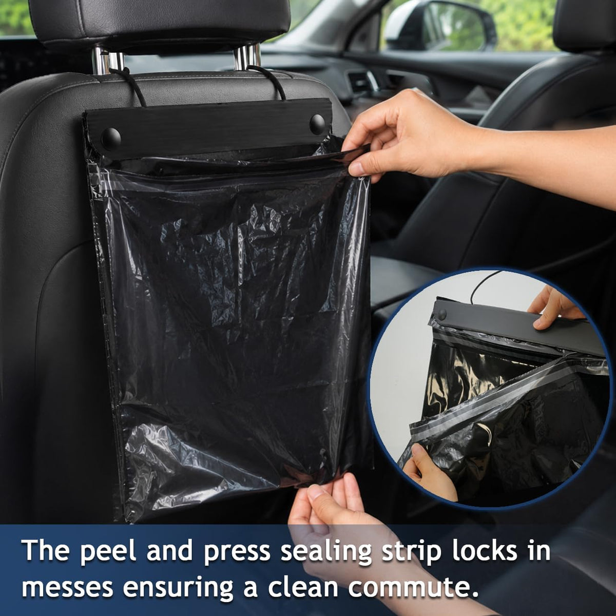 Philbinden 50 Count Car Trash Bags Paste On Leak Proof Disposable Garbage Pouches for Auto Vehicle Office Space Saving
