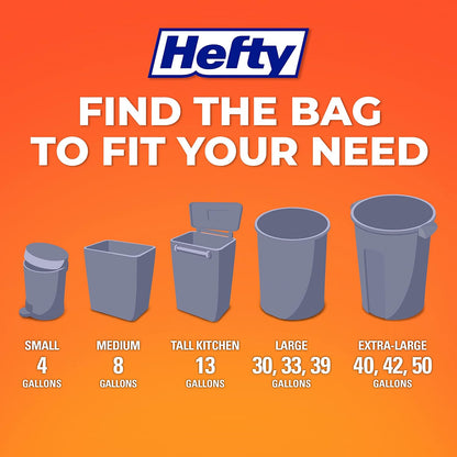 Hefty 4 Gallon Small Trash Bags, White, Ocean Water Scent, 52ct