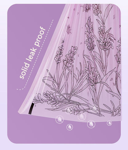100pcs 2.6 Gallon Small Trash Bags Tearing-Free Drawstring for Bathroom Office Home Bedroom Trash Can with Purple Lavender Printed Garbage Basket Bags (2.6 Gallon Purple, 100 Count)