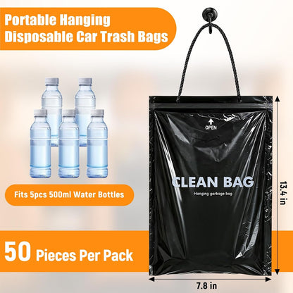 50 PCS Car Trash Bag, Hanging Disposable Car Trash Bags