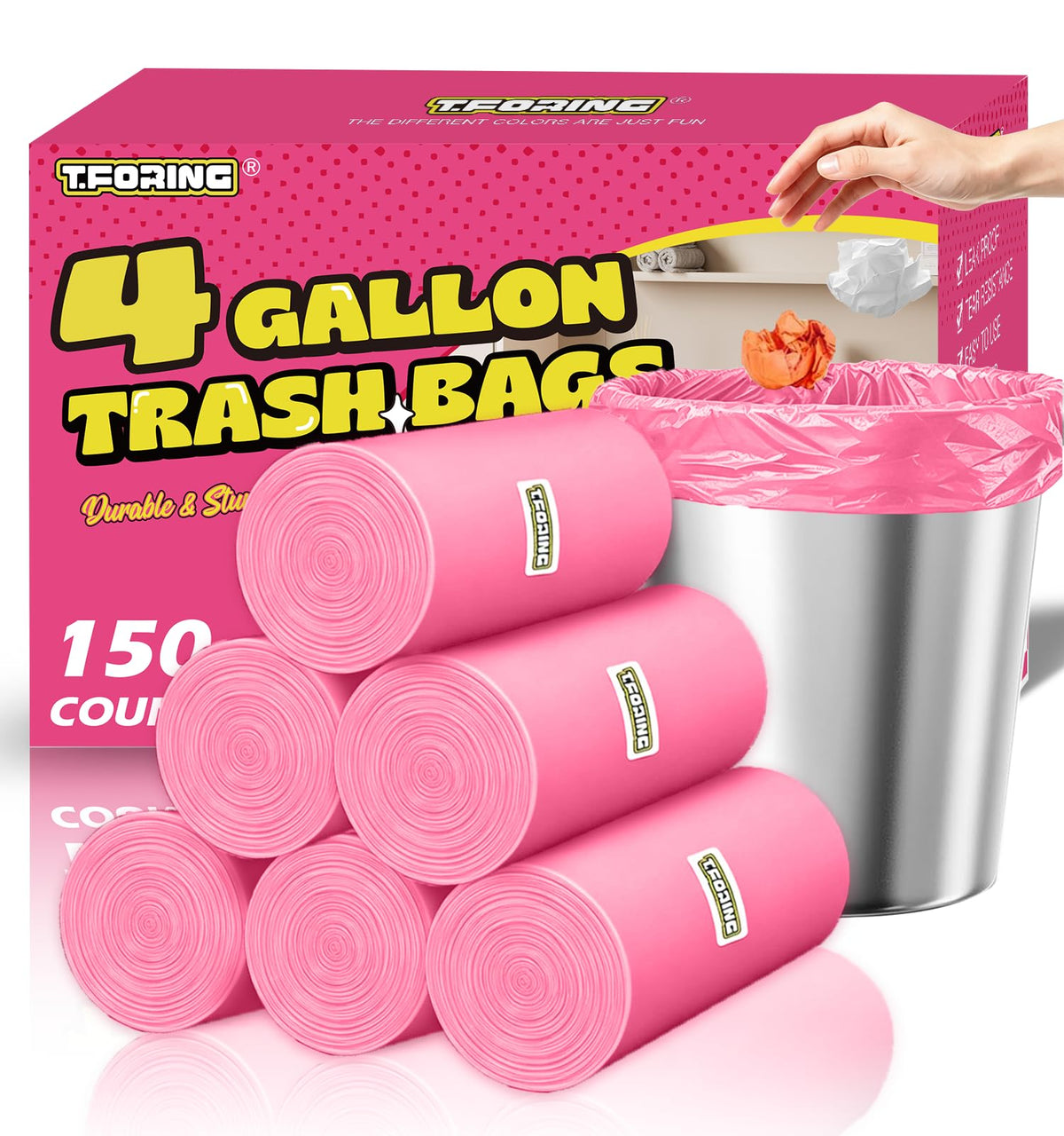 Small 3 Gallon Trash Bags Unscented, 0.78 Mil, Colored, 150 Count