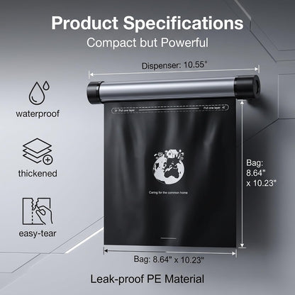 Rolling Dispenser Car Trash Can - Aluminum Alloy Rotary Storage, Magnetic Hanging Waterproof Garbage Bag,Auto Accessories for Travel
