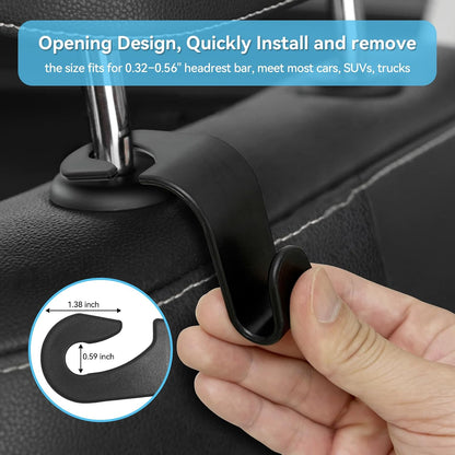 USSDE Car Seat Hooks Vehicle Headrest Back Storage Organizer 4 Pack for Purses Bags backpacks Groceries Hanger Holder - Universal Sturdy Holds 55lbs 360° Rotating (Style A/Black)