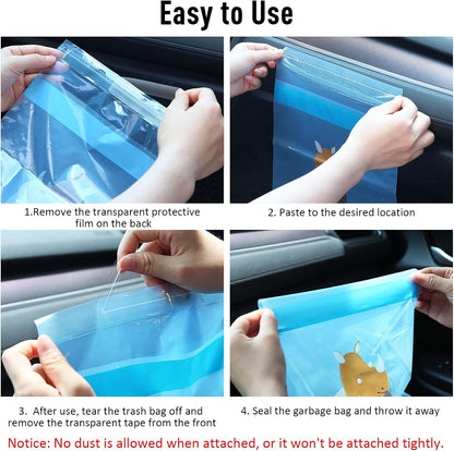 Upgraded Car Trash Bag, 45pcs Easy Stick-On Disposable Car Garbage Bags, Waterproof Leak-proof Vomit Bag, Kitchen Storage Bag, Suitable for Car Bedroom Bathroom Office Study Room