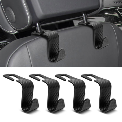 USSDE Car Seat Hooks Vehicle Headrest Back Storage Organizer 4 Pack for Purses Bags backpacks Groceries Hanger Holder - Universal Sturdy Holds 55lbs 360° Rotating (Style A/Black)