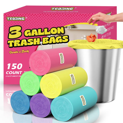 Small 3 Gallon Trash Bags Unscented, 0.78 Mil, Colored, 150 Count