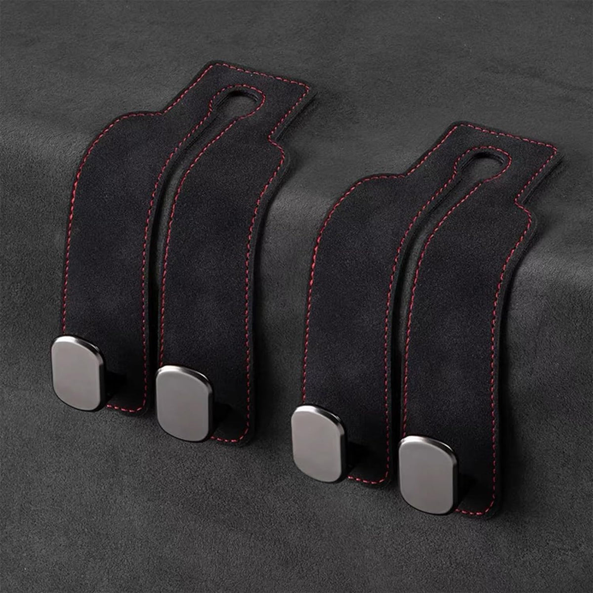 2 Pack Leather Car Headrest Hooks Grey Purse Bag Storage Holders for Car Seats