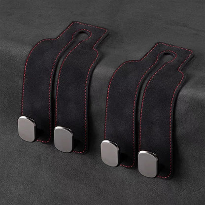 2 Pack Leather Car Headrest Hooks Grey Purse Bag Storage Holders for Car Seats