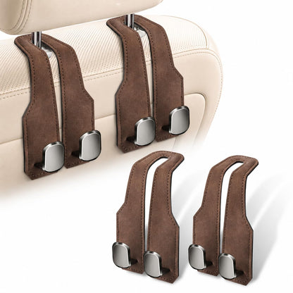 2 Pack Car Headrest Hooks, Dual Metal Hooks, Stylish Black