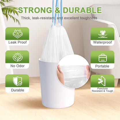 4 Gallon 200 Count Drawstring White Unscented Small Trash Bags