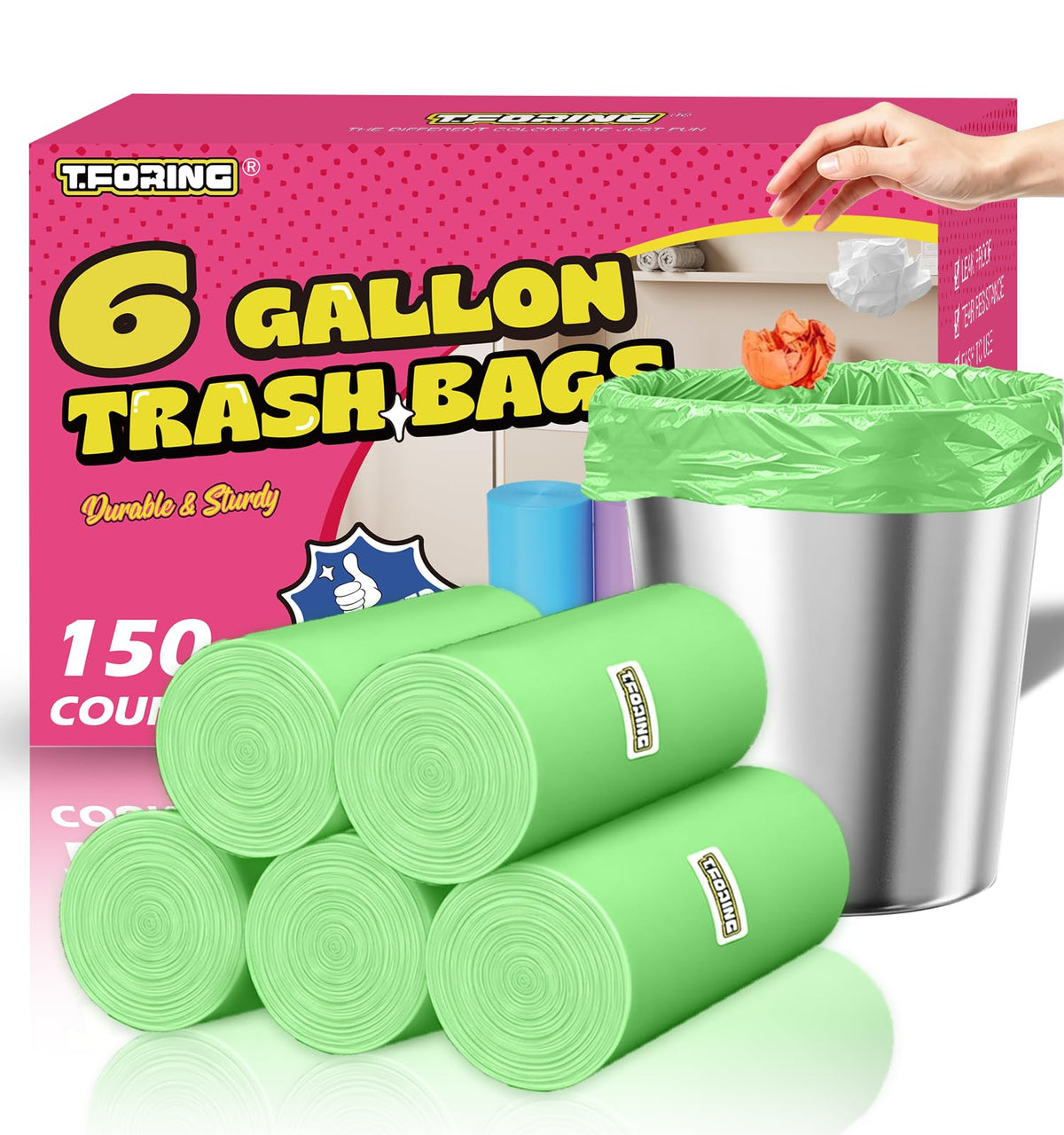 Small 3 Gallon Trash Bags Unscented, 0.78 Mil, Colored, 150 Count
