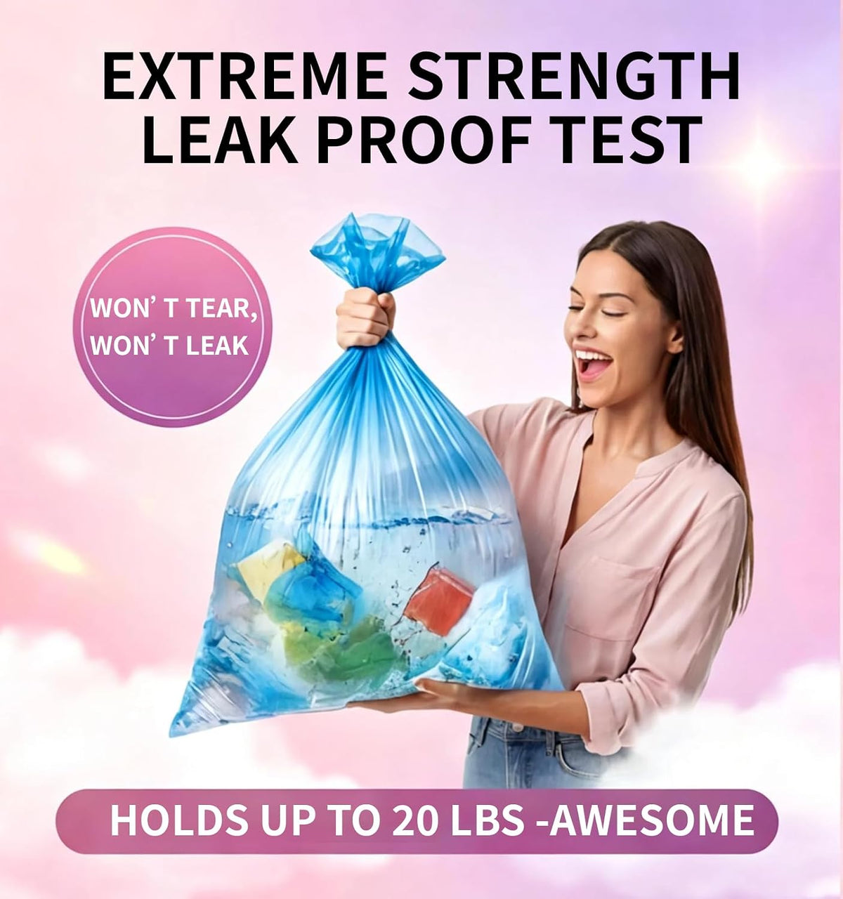Small 3 Gallon Trash Bags Unscented, 0.78 Mil, Colored, 150 Count