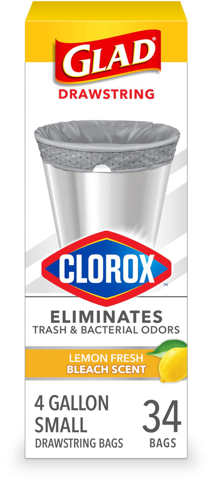 Glad Small Trash Bags, Great for Office, Bathrooms and Bedroom Bins, Cherry Blossom Scented Garbage Bags, Odor Resistant with Drawstring, Febreze Freshness, 4 Gallon Trash Bags, 80 Count