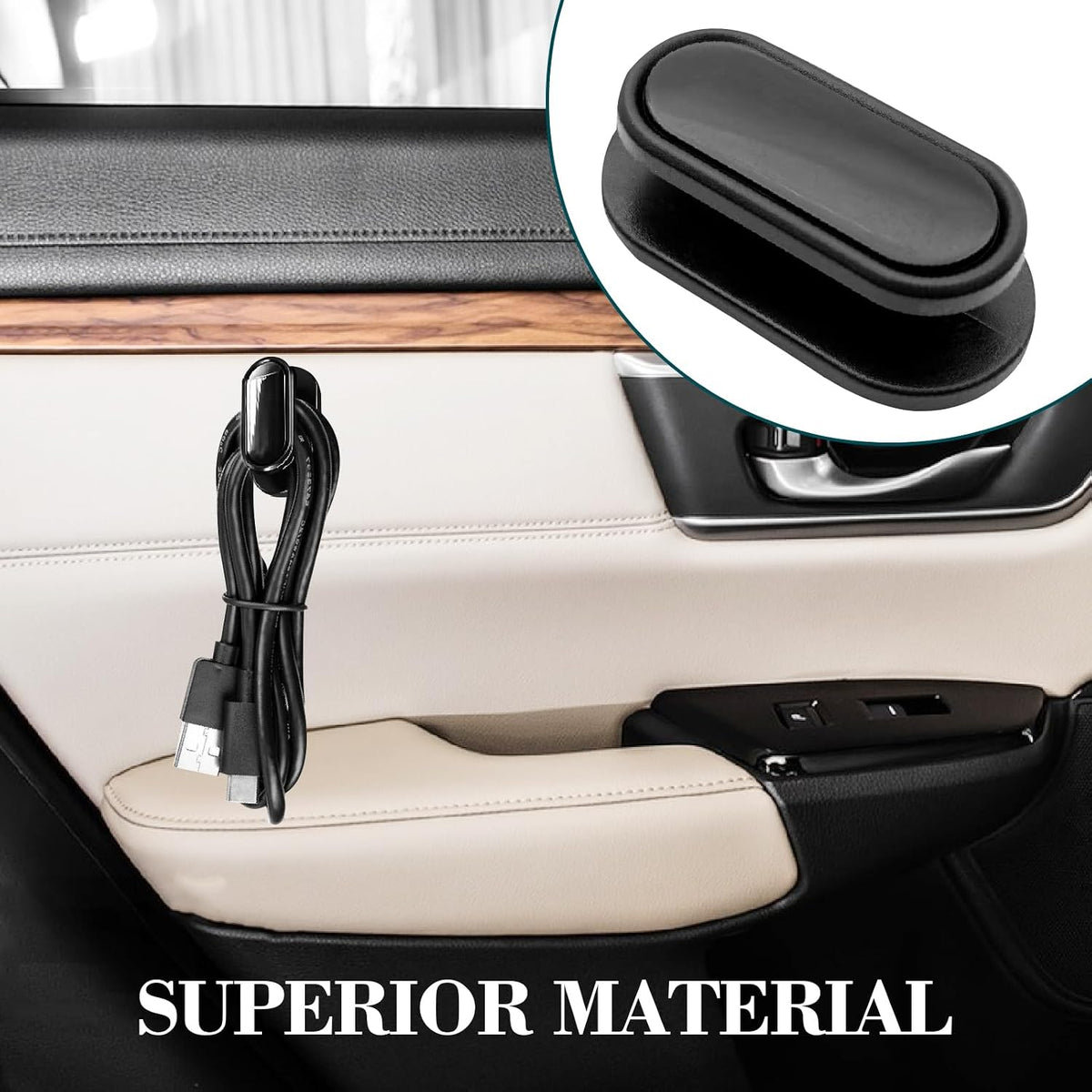 4 PCS Car Mini Hooks, Strong Self-Adhesive Multifunctional Hooks for Car Interior, Hang on Backseat, Dashboard, Holds Keys, Charging Cables, Earphones, Car Interior Accessories (Glossy)