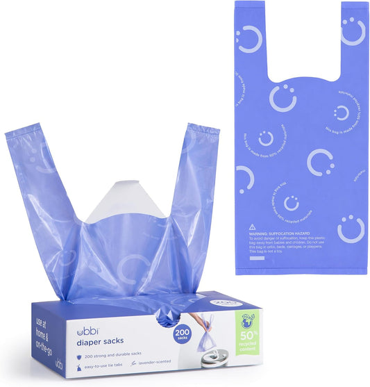 Ubbi Disposable Baby Diaper Sacks, Lavender Scented, 200 Count