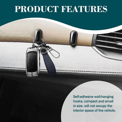 4 PCS Car Mini Hooks, Strong Self-Adhesive Multifunctional Hooks for Car Interior, Hang on Backseat, Dashboard, Holds Keys, Charging Cables, Earphones, Car Interior Accessories (Glossy)