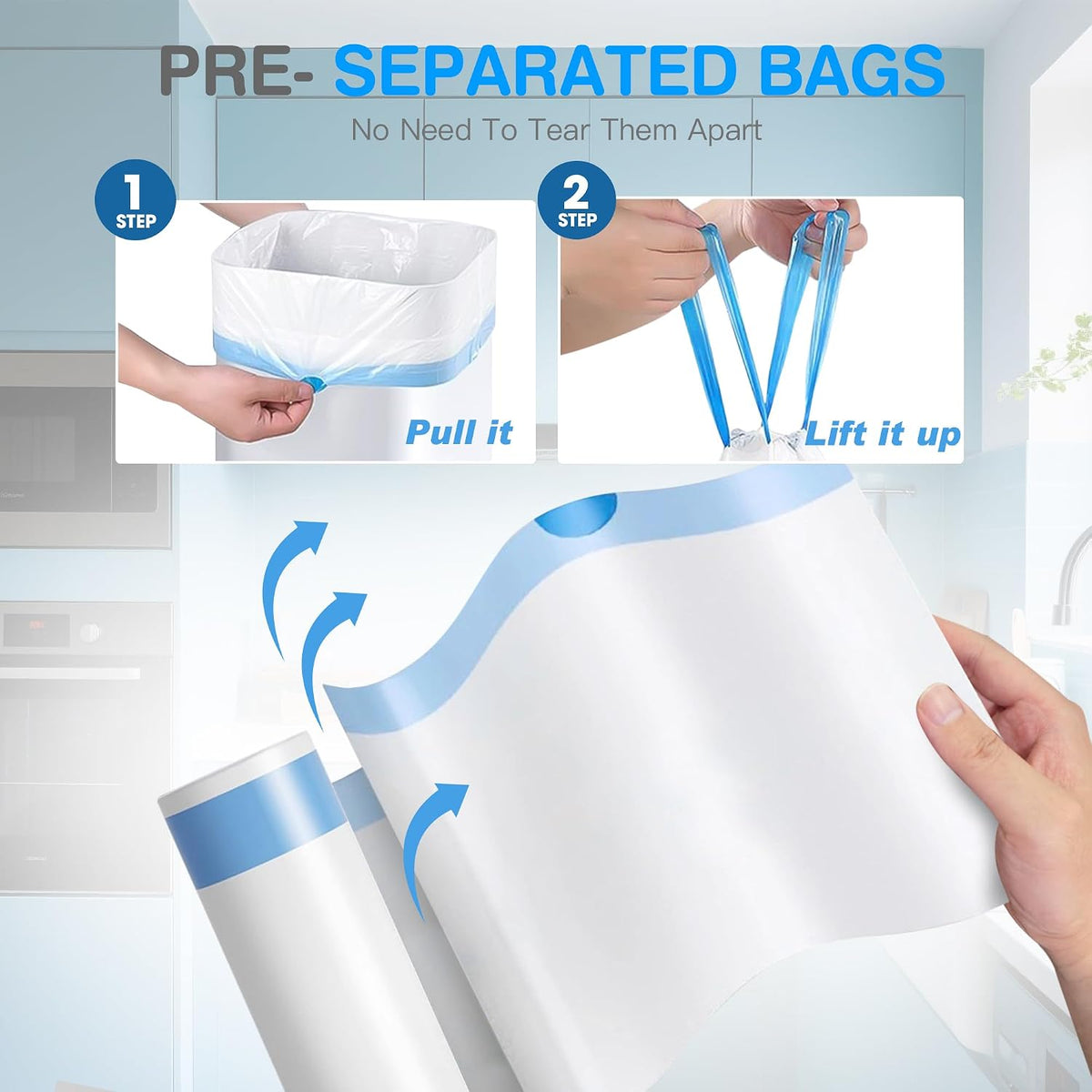 Charmount Small Trash Bags 4 Gallon, 200 Count Drawstring Mini Garbage Bags