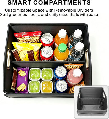 Leather Car Organizer Front Seat Organizer with Metal Handles