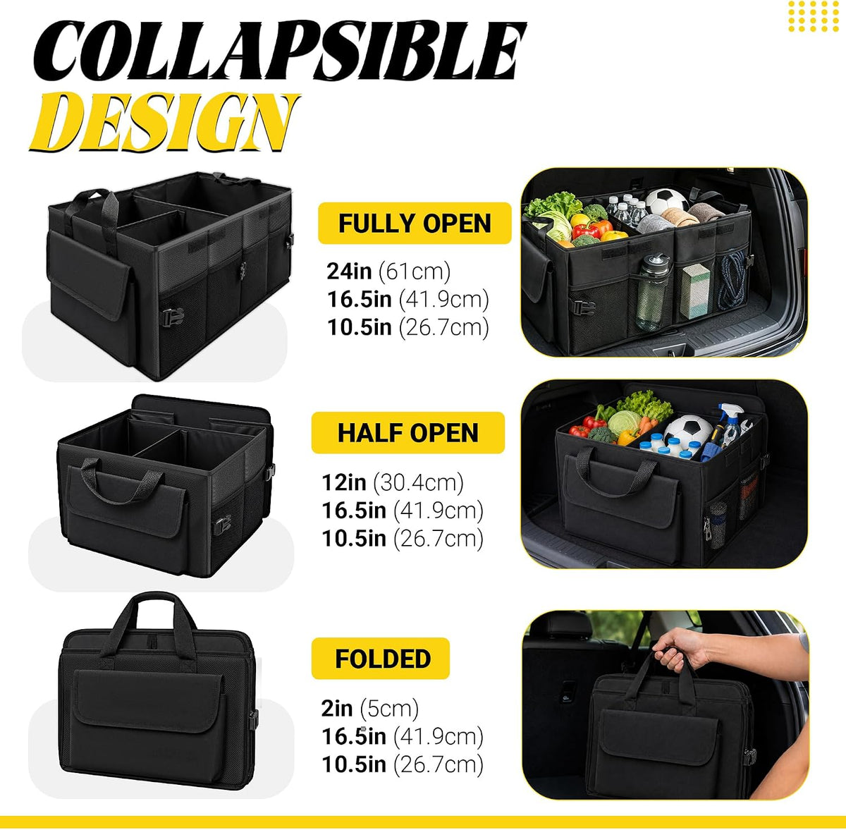 65L Trunk Organizer, Large Foldable Car Organizer for SUV, Jeep, Sedan