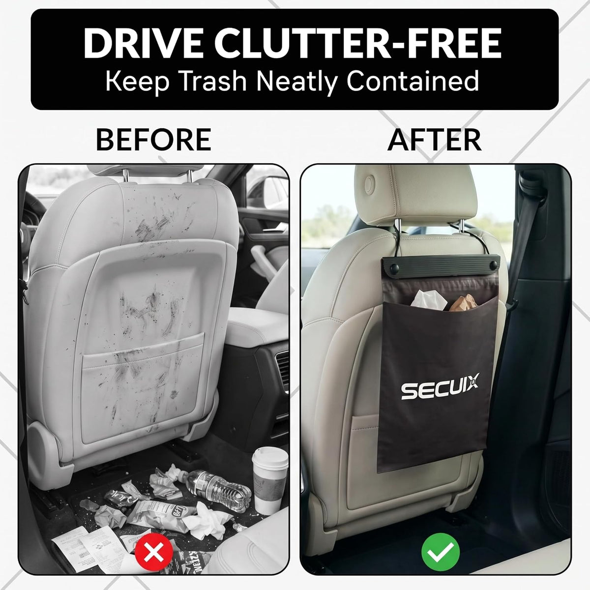 Disposable Car Trash Bags 21 Count - Leakproof 2 Gallon car Trash Bag