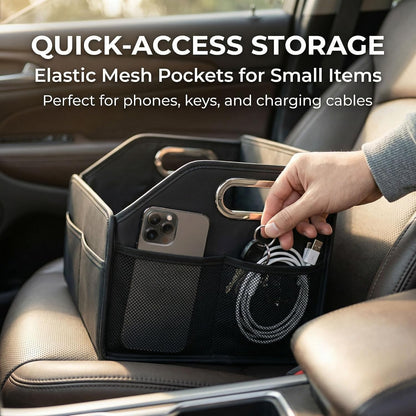 Leather Car Organizer Front Seat Organizer with Metal Handles