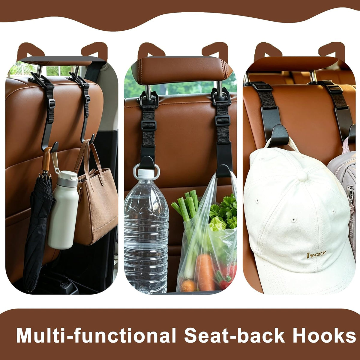 Anti-drop Car Headrest Hooks Universal Fit 4 Pack Seat Back Hanger