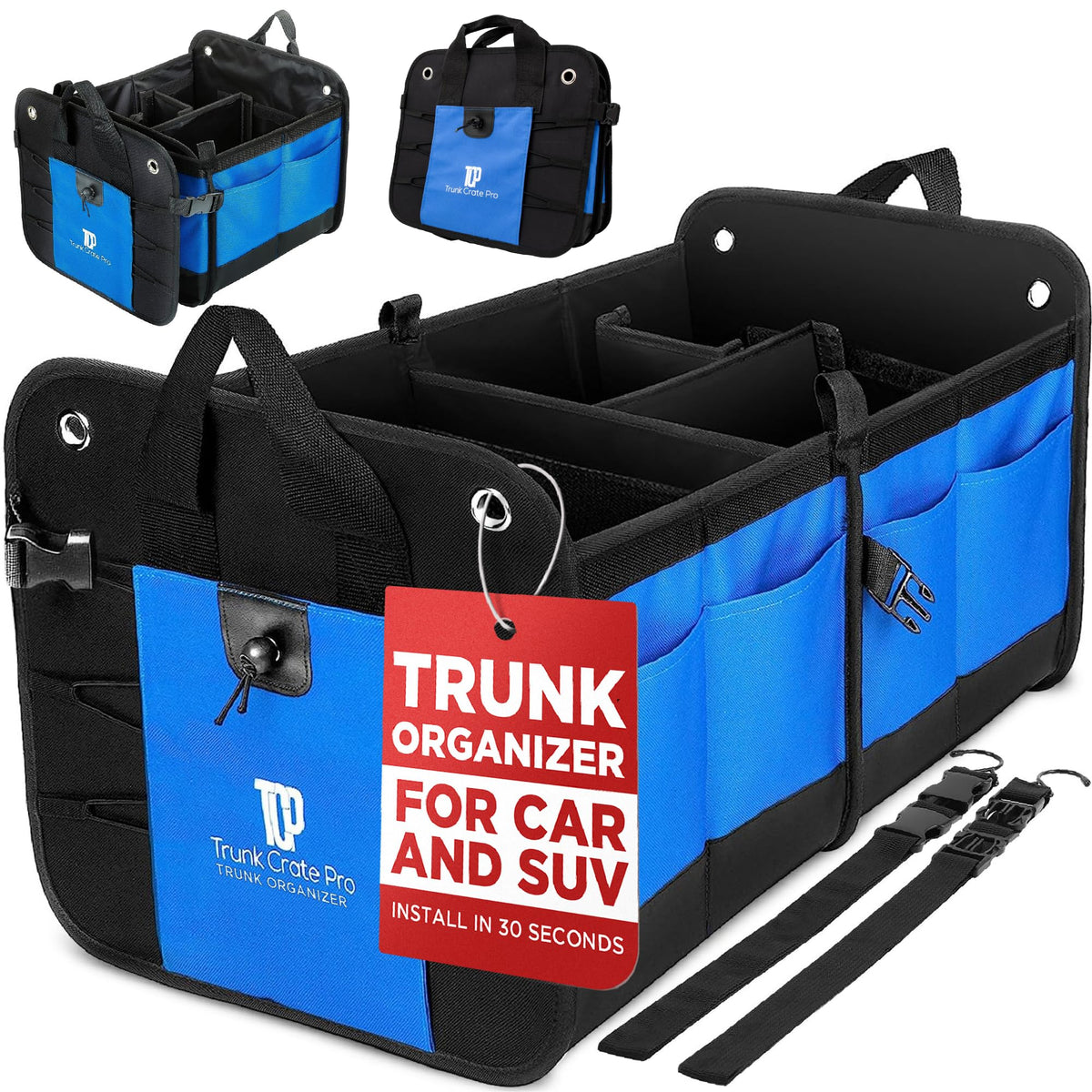 Car Trunk Organizer for SUV, Truck & Auto Cargo Storage, XL Black