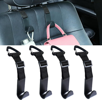4-Pack Universal Car Headrest Hooks Anti-drop Seat Back Organizer for Bags