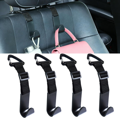 4-Pack Universal Car Headrest Hooks Anti-drop Seat Back Organizer for Bags