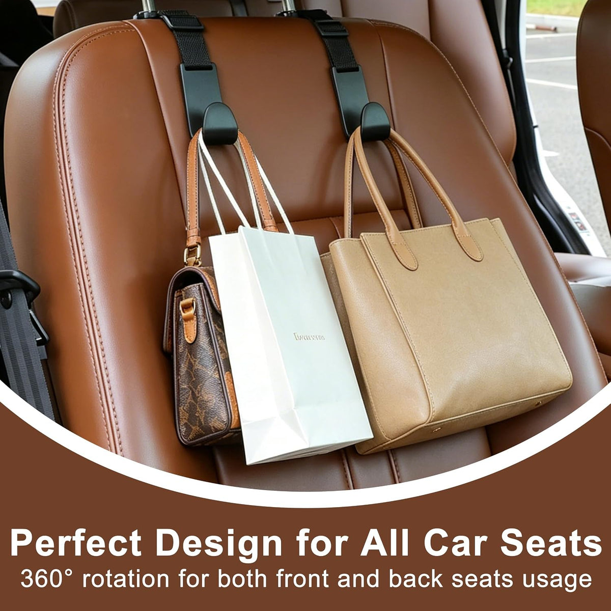 Anti-drop Car Headrest Hooks Universal Fit 4 Pack Seat Back Hanger